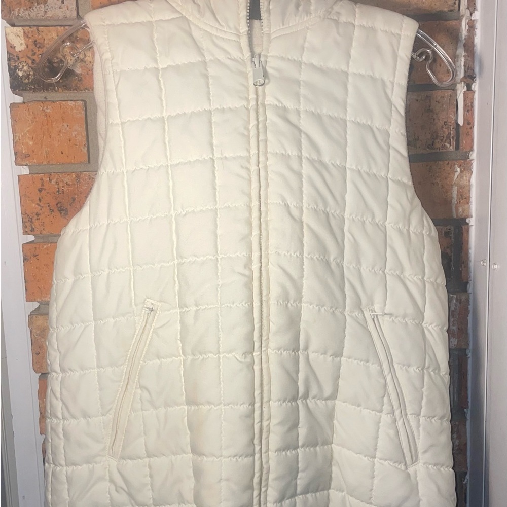 Jones New York Quilted Cream Reversible Vest
